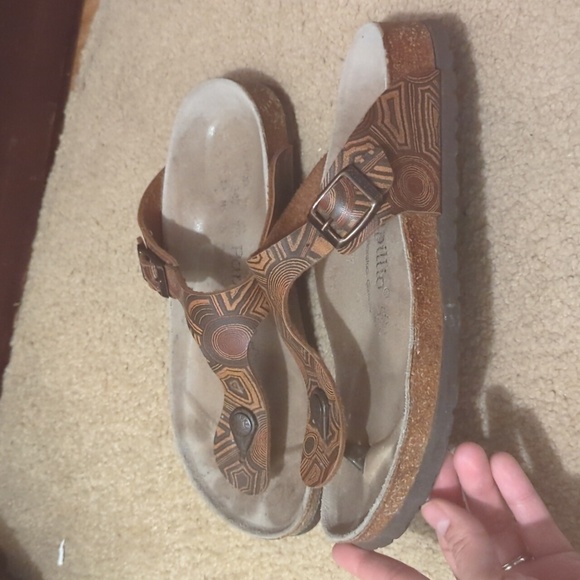 Birkenstock Gizeh Sandals Womens Brown Leather Thong Slides Size 38 - Picture 6 of 16